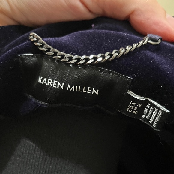 Karen Millen Deep Blue Velvet Dress with Chain Accent - Picture 5 of 16